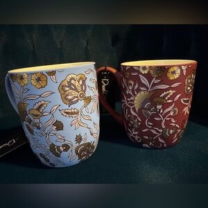 Set of Two Dwell Studio Soft Touch Coffee Mugs Floral - beautiful gift